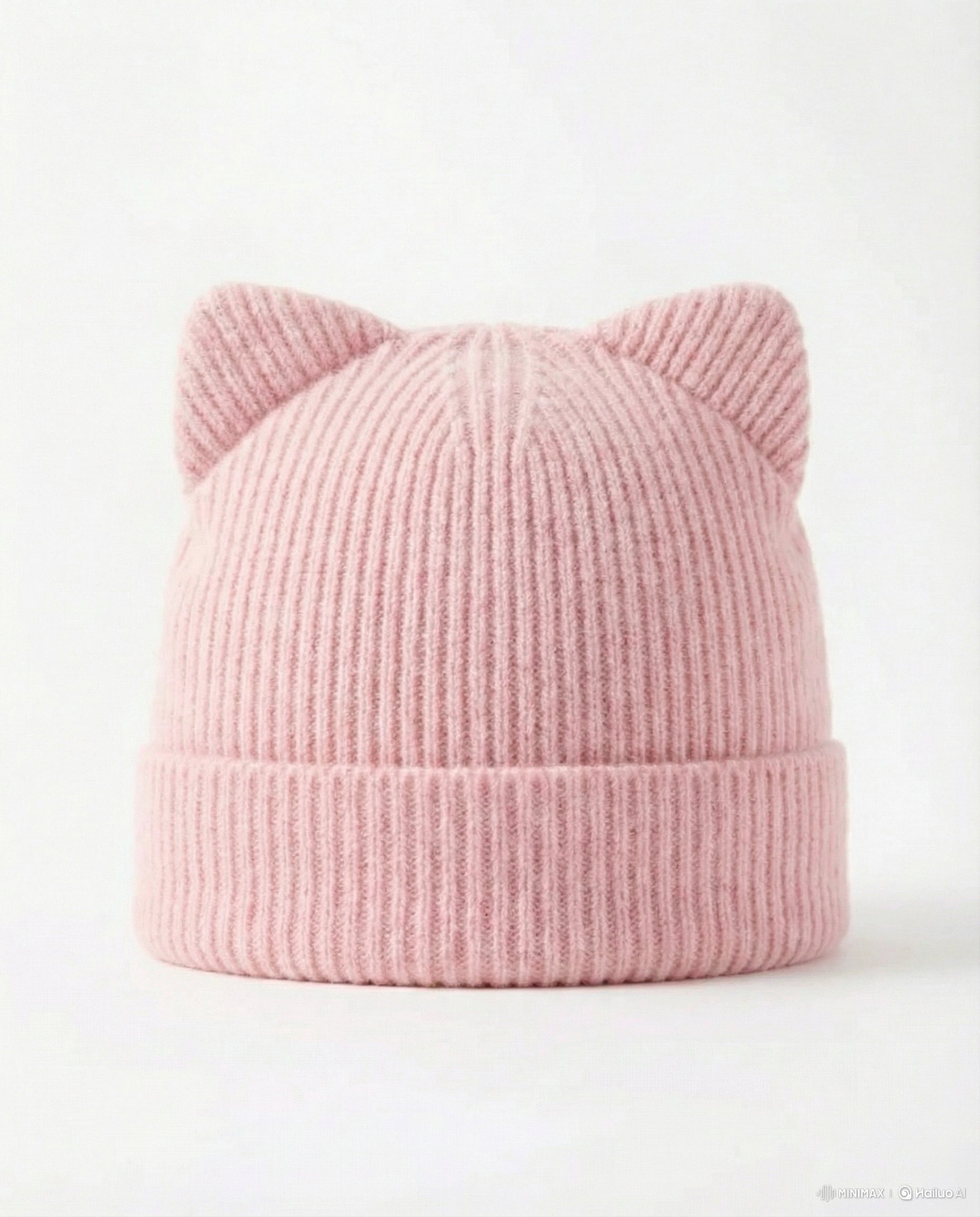 Cashmere Ribbed Knit Cat Ear Beanie